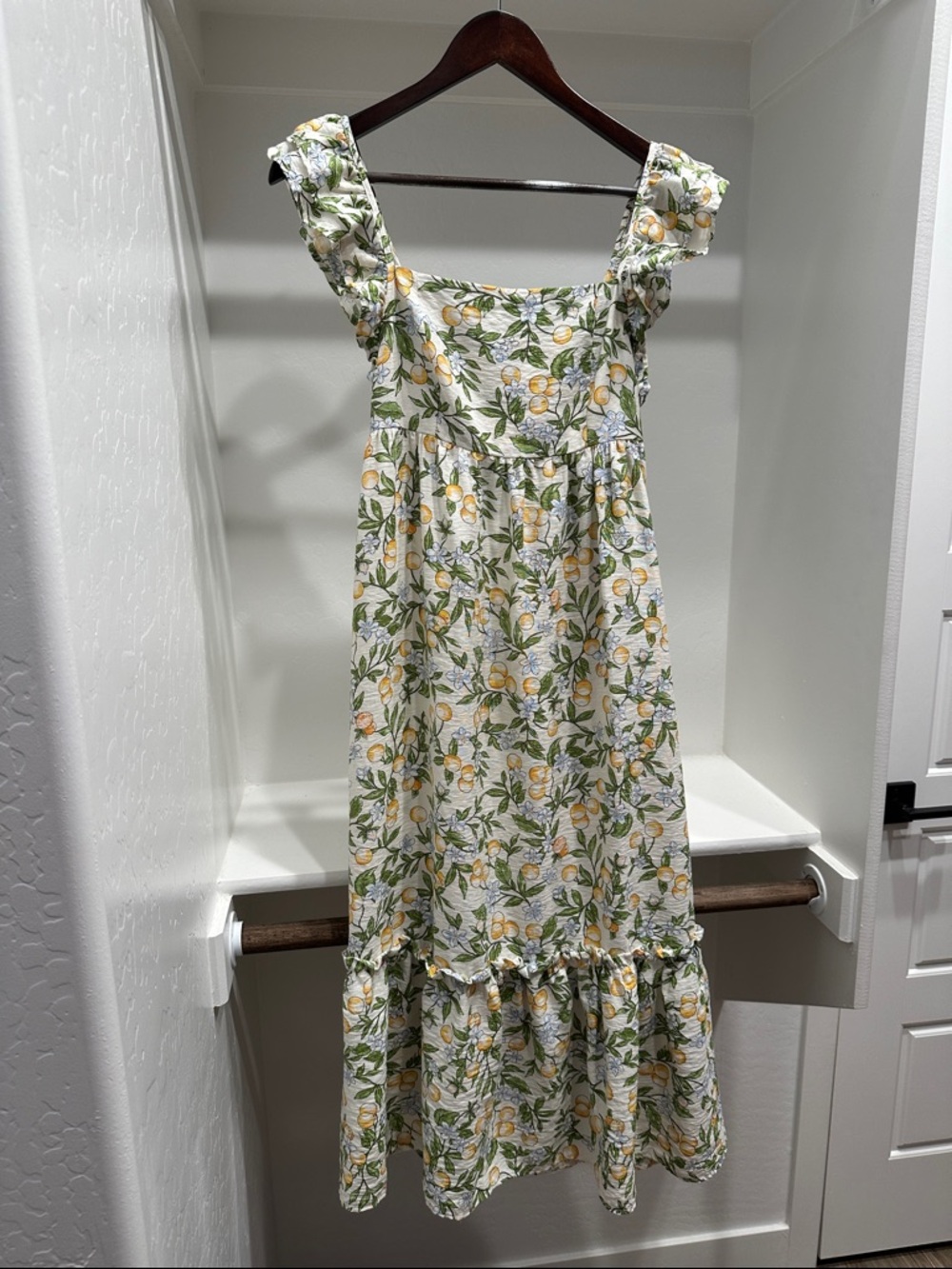 Blu Pepper Cream, Blue Green and Lemon-Print Maxi Dress